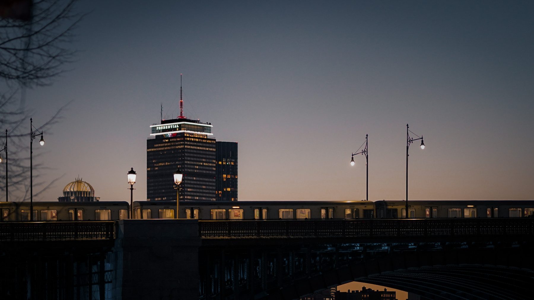 Boston tower at dusk