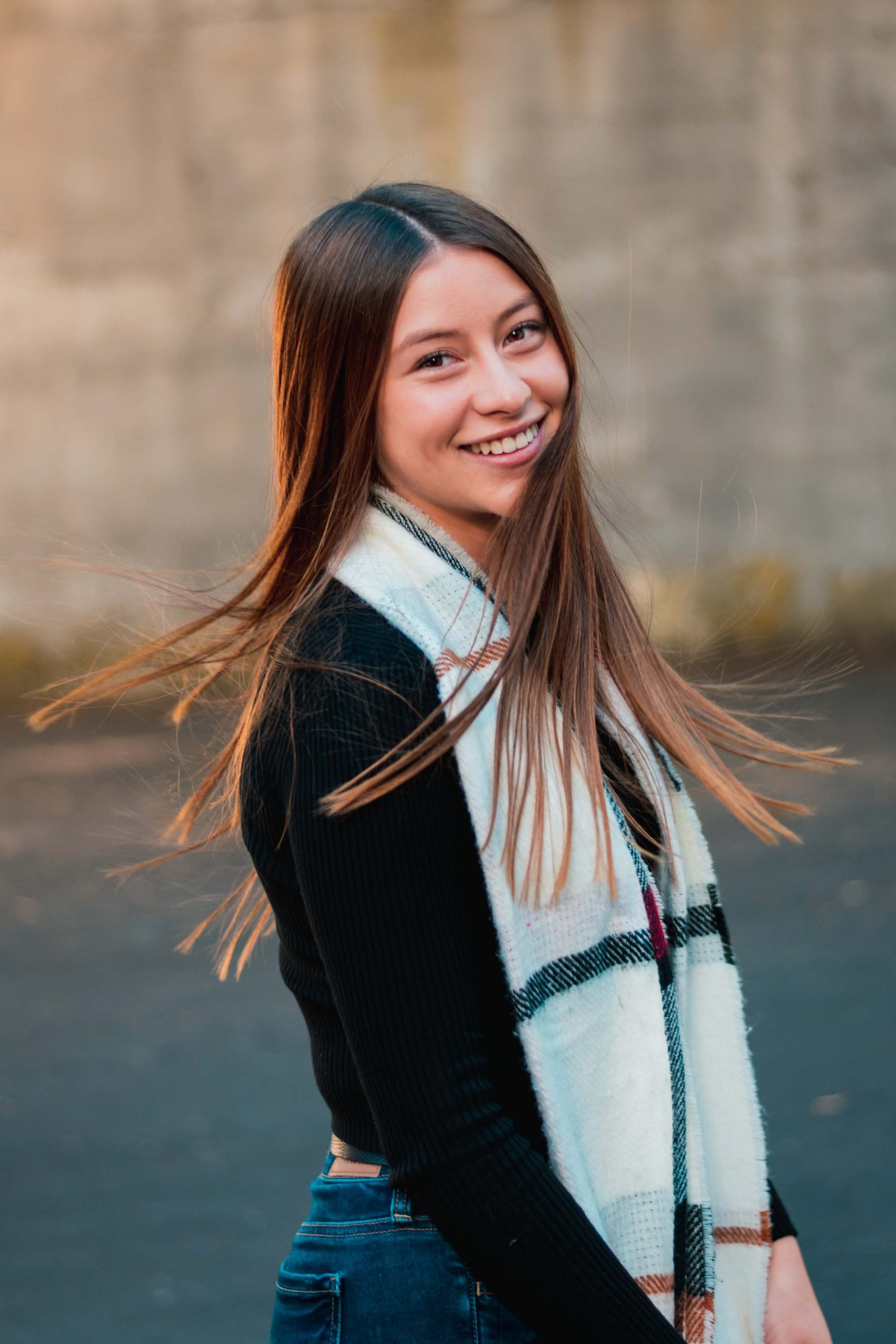 Portrait with hair in motion