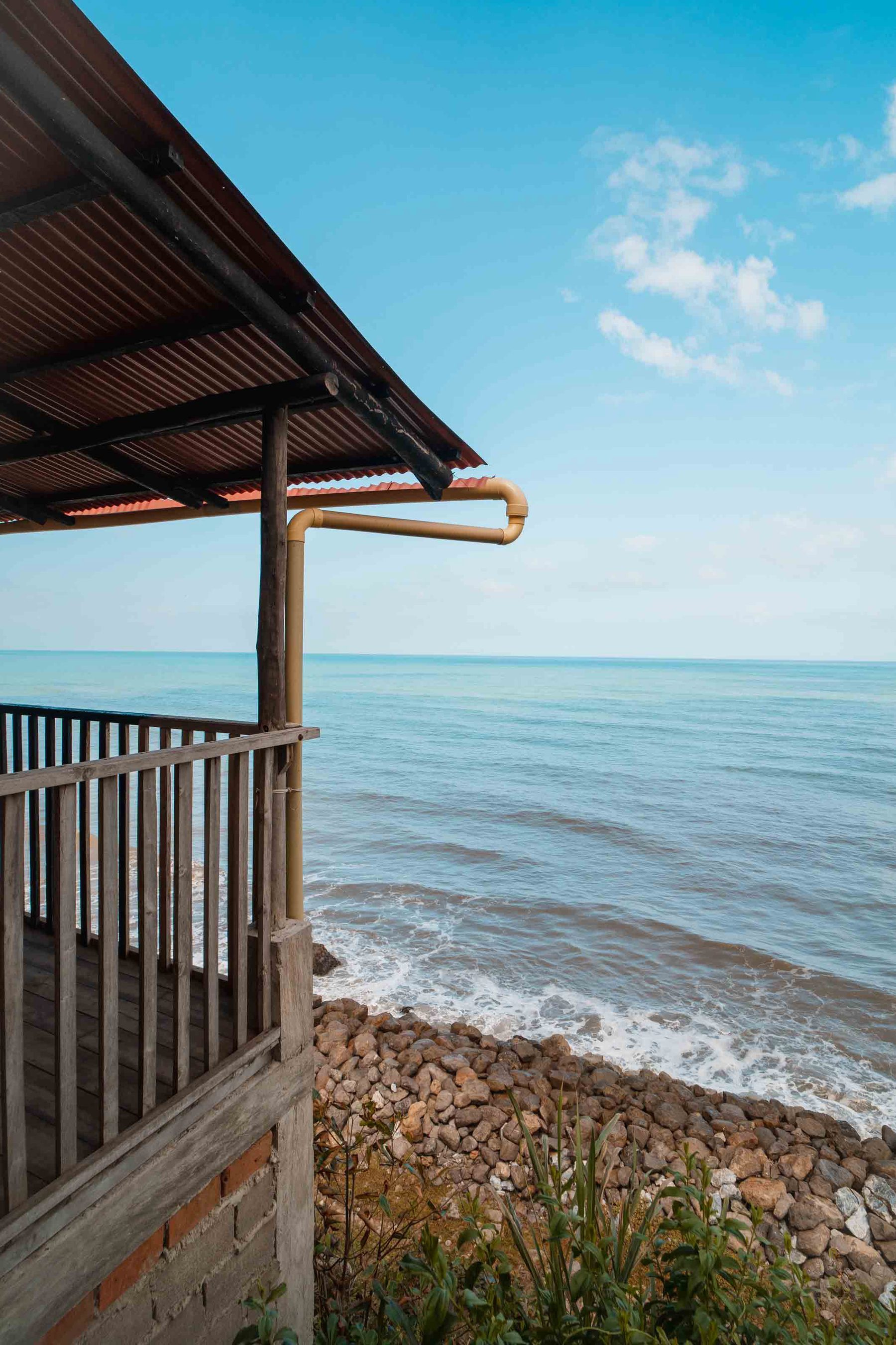 Wooden lookout over the water