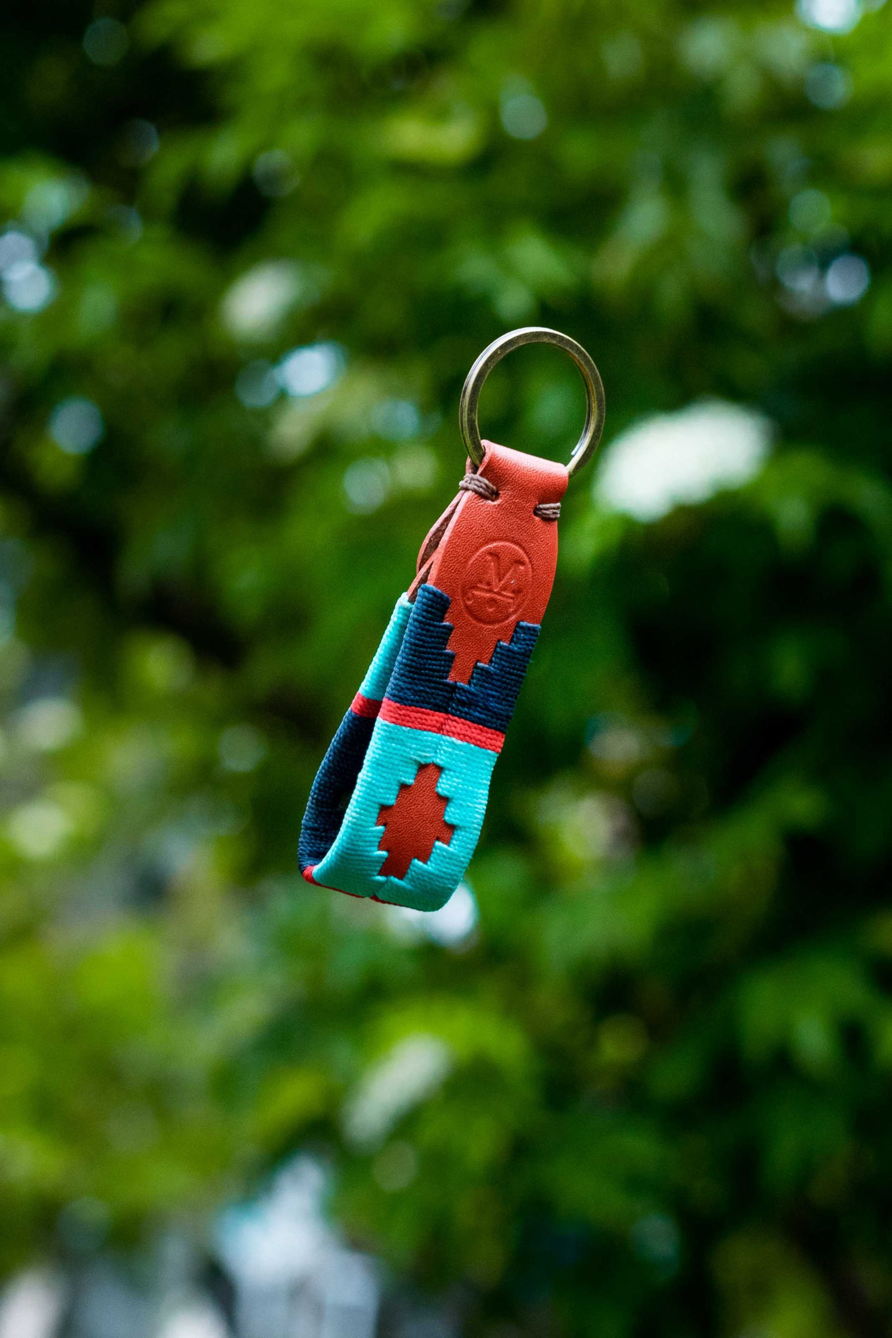 Woven keyring hanging outdoors
