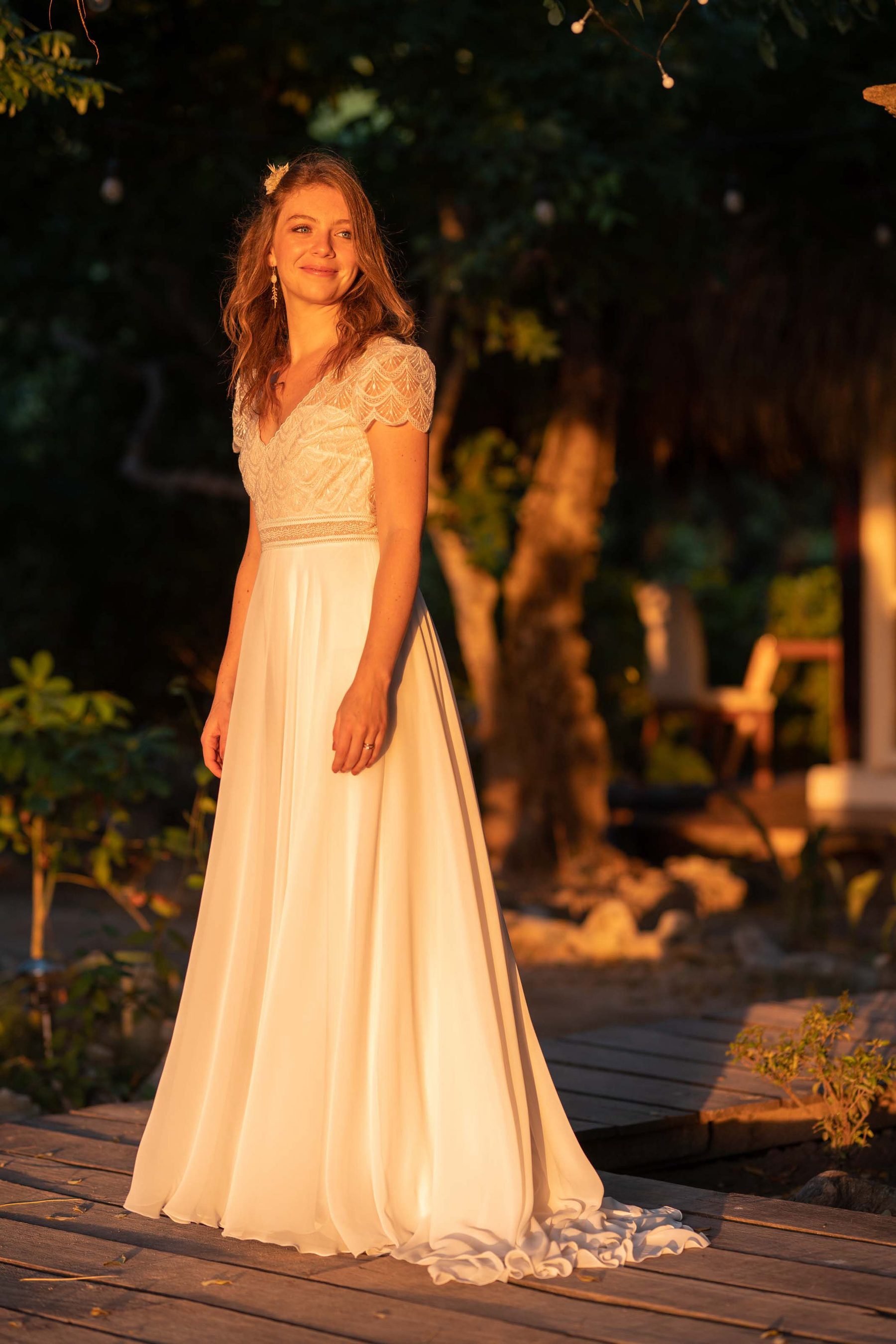 Bride in warm evening light
